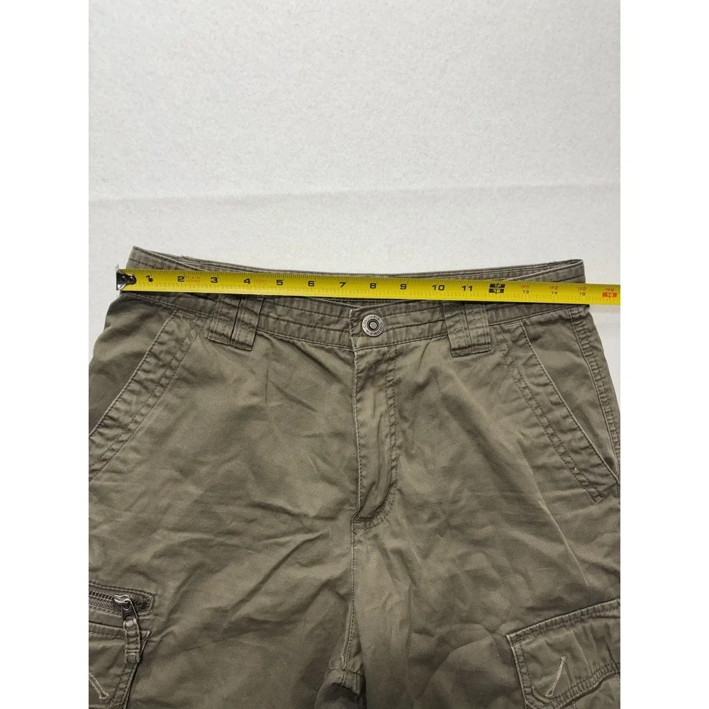 Columbia Cargo Shorts Mens 30 Green Canvas Relaxed Fit Zip Pocket Hiking Outdoor